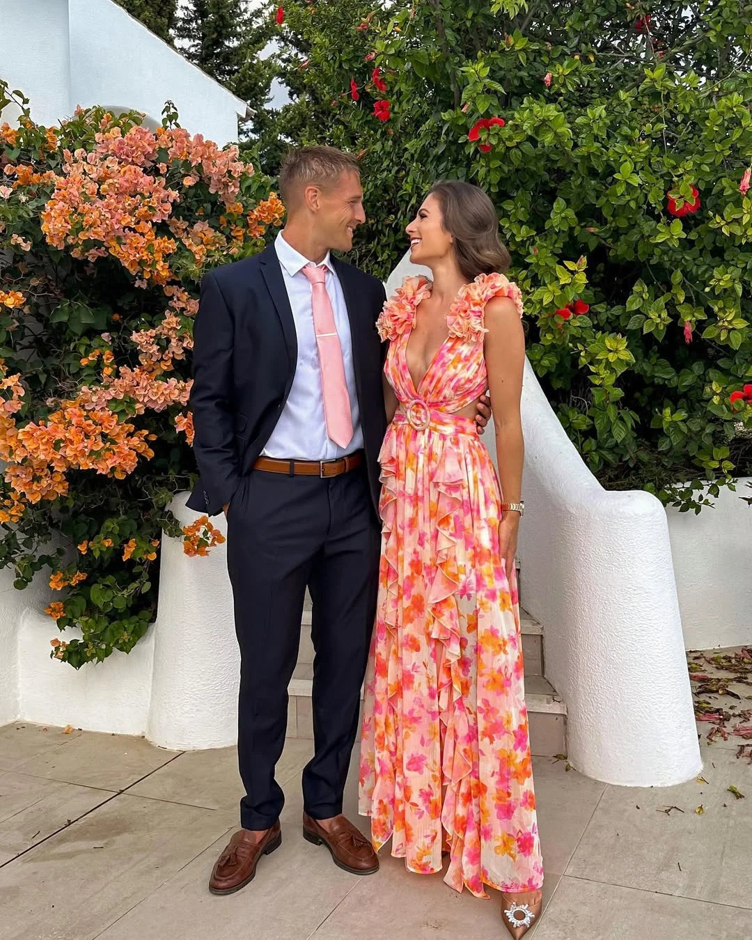 Blommig maxiklänning utan ärm för dam-Maxi Dress-Fjallbarn