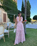 Blommig maxiklänning utan ärm för dam-Maxi Dress-Fjallbarn