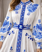 Blommig maxiskjortklänning för dam-Maxi Dress-Fjallbarn