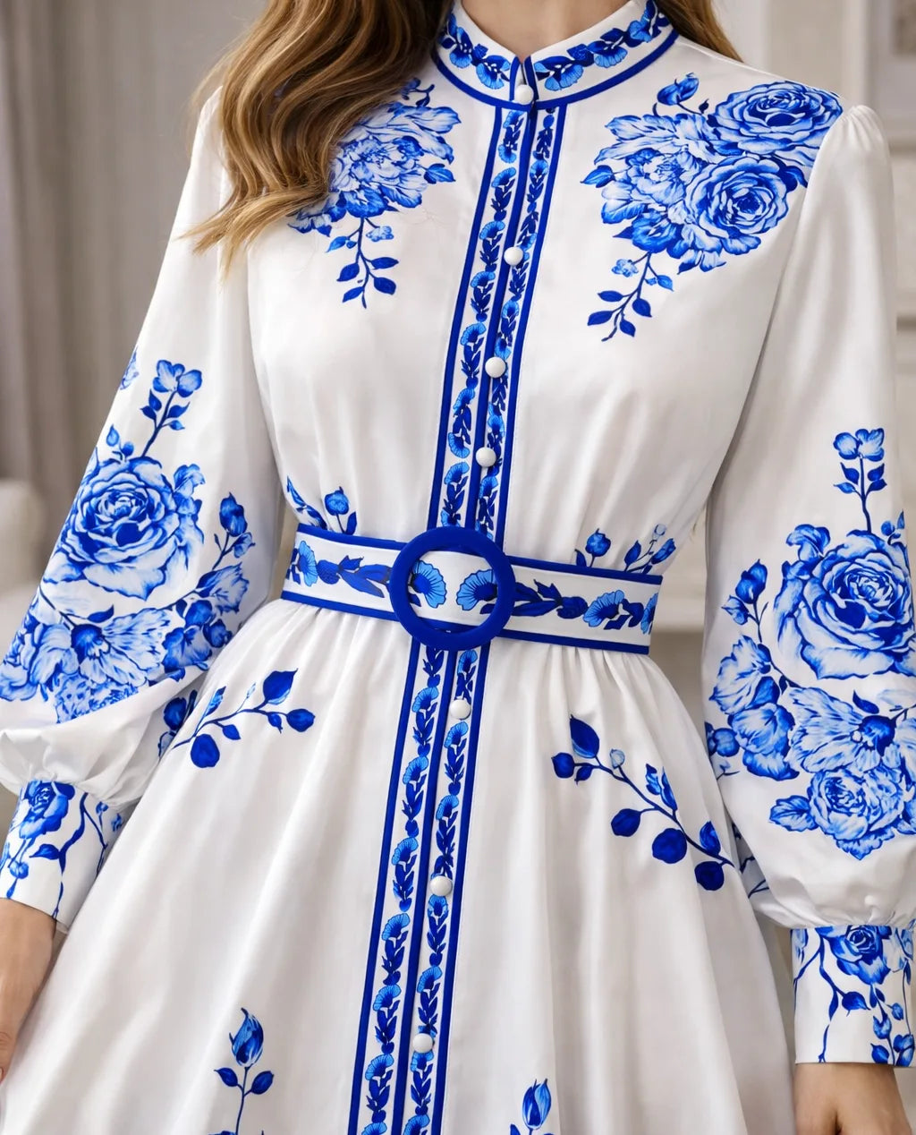 Blommig maxiskjortklänning för dam-Maxi Dress-Fjallbarn