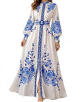 Blommig maxiskjortklänning för dam-Maxi Dress-Fjallbarn