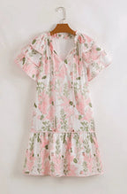 Blommig miniklänning för dam med volangärmar-Midi Dress-Fjallbarn