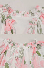 Blommig miniklänning för dam med volangärmar-Midi Dress-Fjallbarn