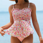 Blommig peplum-tankinitopp för dam-Swimwear for Women-Fjallbarn