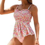 Blommig peplum-tankinitopp för dam-Swimwear for Women-Fjallbarn