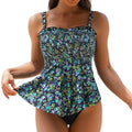 Blommig peplum-tankinitopp för dam-Swimwear for Women-Fjallbarn