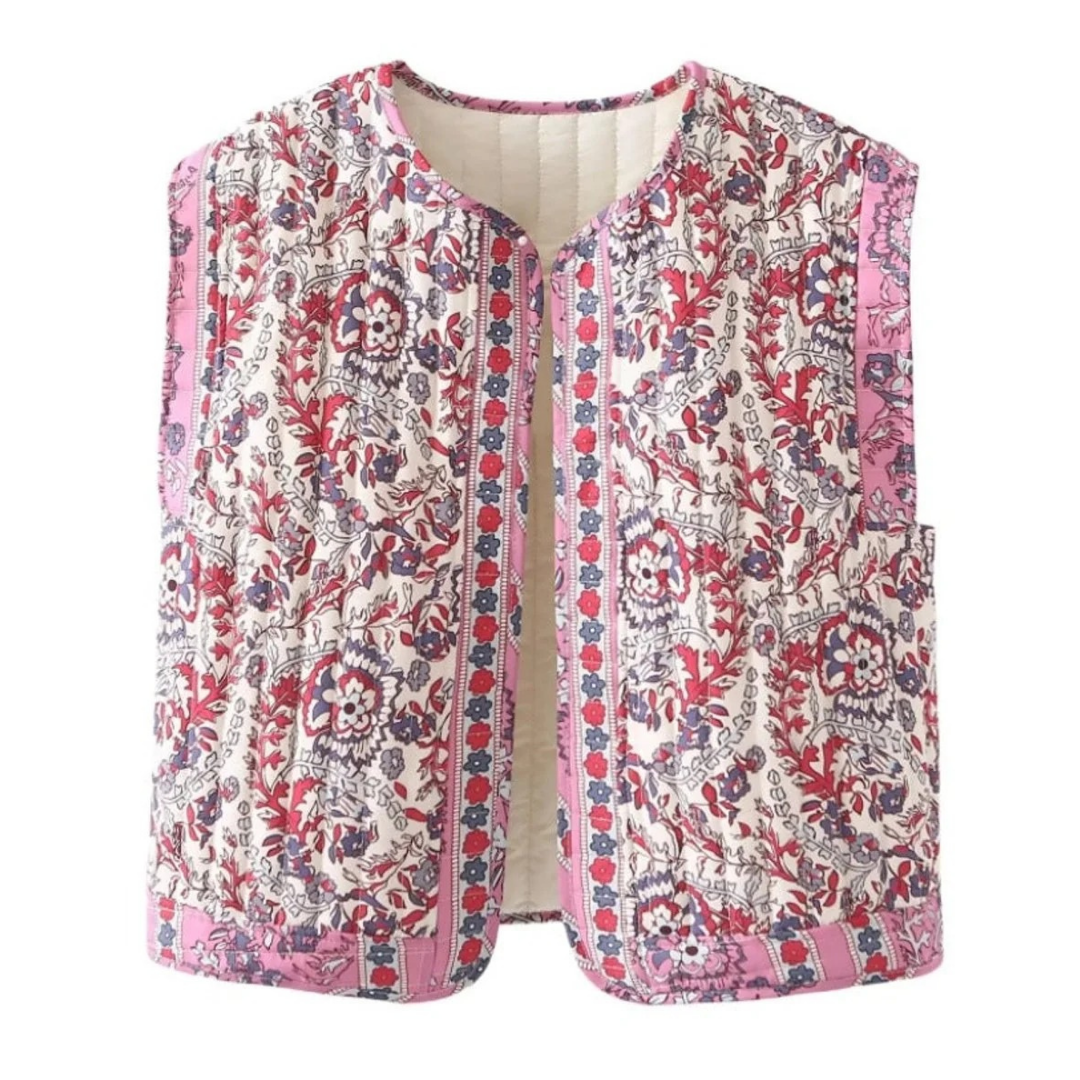 Blommig quiltad väst för dam-Vests for women-Fjallbarn