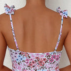 Blommig tankini-överdel med volanger för dam-Swimwear for Women-Fjallbarn