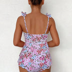 Blommig tankini-överdel med volanger för dam-Swimwear for Women-Fjallbarn