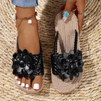 Blommiga sandaler med flätade remmar för dam-Footwear for women-Fjallbarn