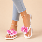 Blommiga tåsandaler med fyrkantig tå för dam-Footwear for women-Fjallbarn