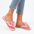 Blommiga tåsandaler med fyrkantig tå för dam-Footwear for women-Fjallbarn
