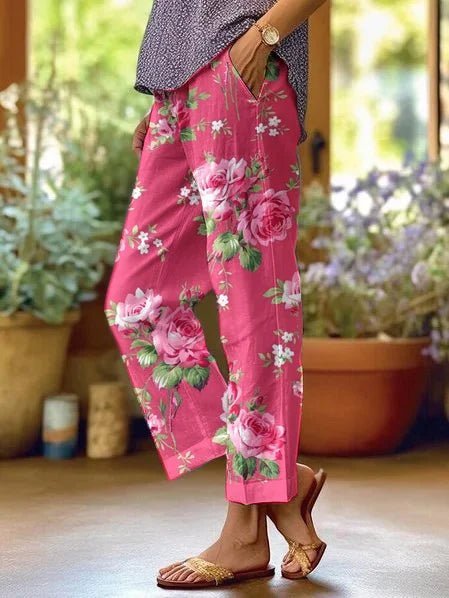 Blommiga vida byxor för dam-Pants for Women-Fjallbarn