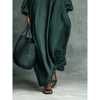 Broderad maxiklänning med ståkrage för dam-Maxi Dress-Fjallbarn