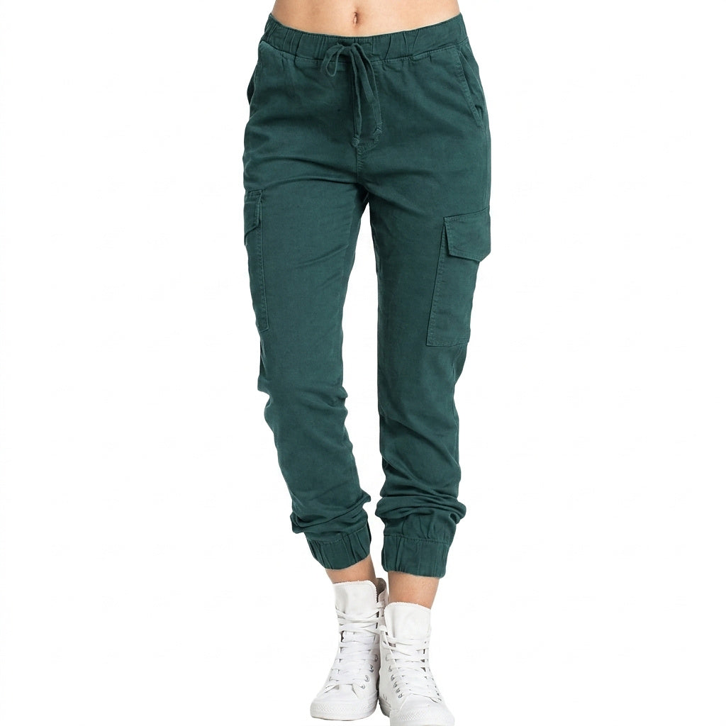Cargo-joggerbyxor för dam med dragsko i midjan-Pants for Women-Fjallbarn