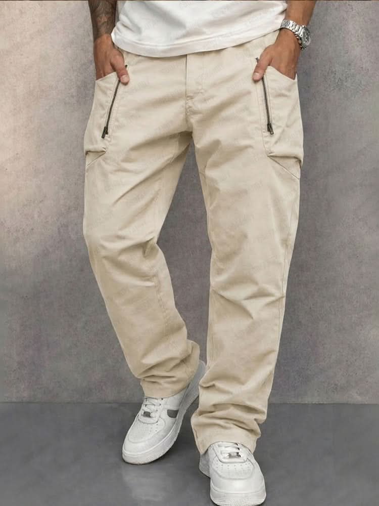 Cargobyxor för män med blixtlåsförsedda fickor-Pants for Men-Fjallbarn
