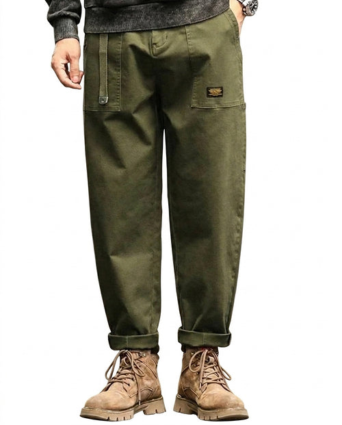 Cargobyxor för män med fickor och bältesdetalj-Pants for Men-Fjallbarn
