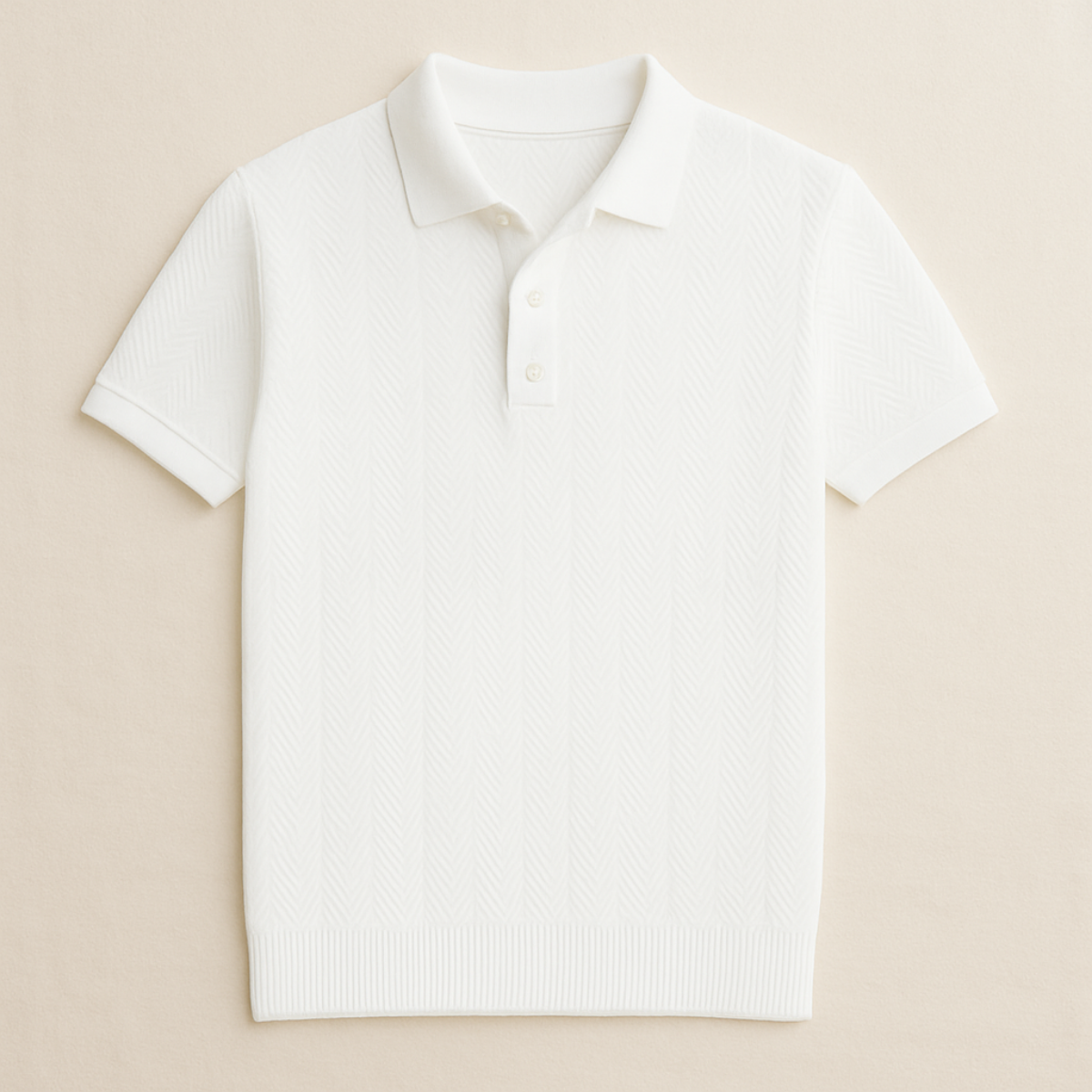 Chevronstickad kortärmad pikétröja för herr-Shirt for men-Fjallbarn