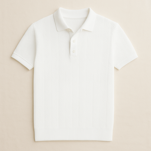 Chevronstickad kortärmad pikétröja för herr-Shirt for men-Fjallbarn