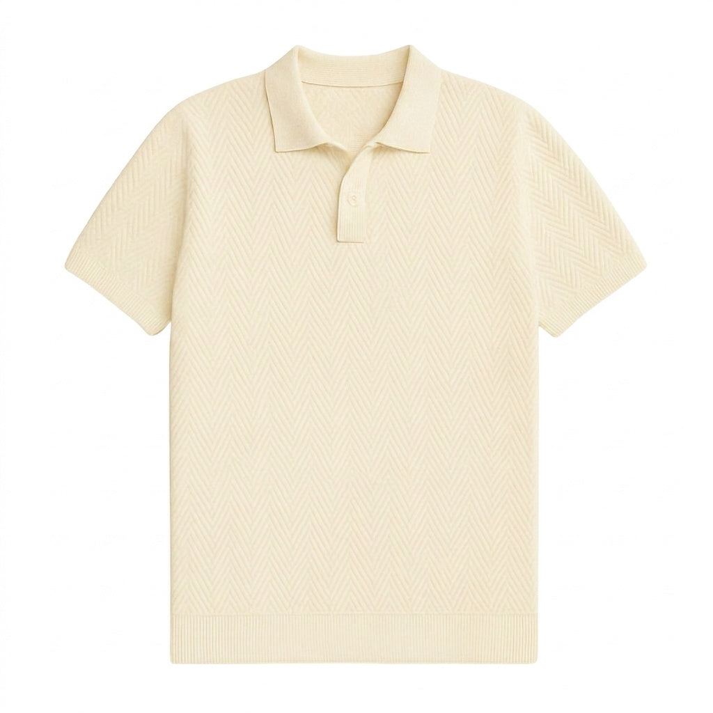 Chevronstickad kortärmad pikétröja för herr-Shirt for men-Fjallbarn
