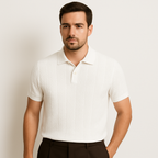 Chevronstickad kortärmad pikétröja för herr-Shirt for men-Fjallbarn