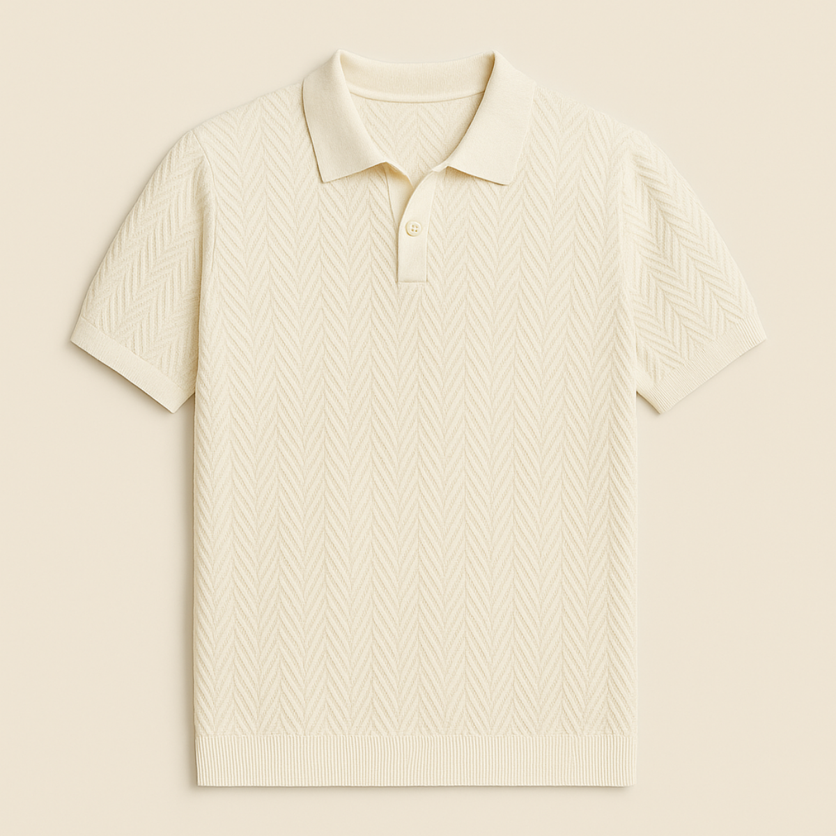 Chevronstickad kortärmad pikétröja för herr-Shirt for men-Fjallbarn
