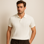 Chevronstickad kortärmad pikétröja för herr-Shirt for men-Fjallbarn