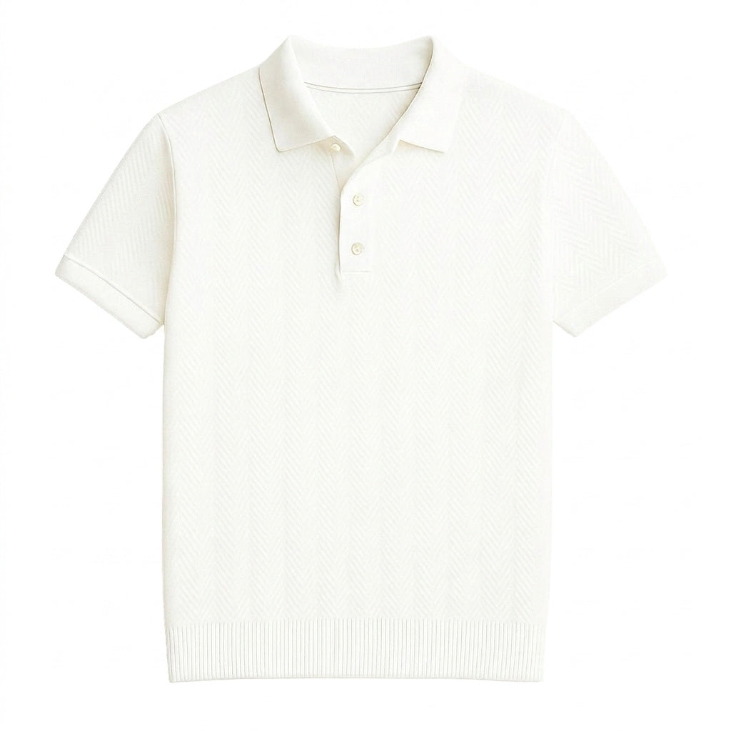 Chevronstickad kortärmad pikétröja för herr-Shirt for men-Fjallbarn