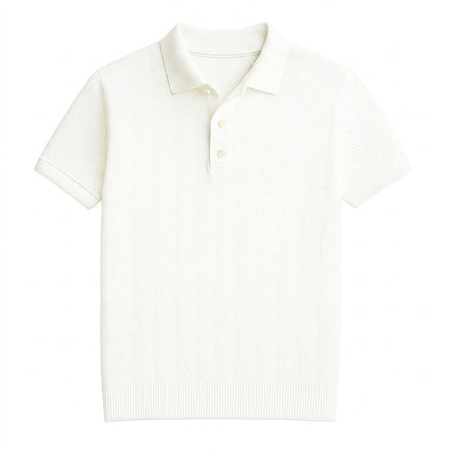 Chevronstickad kortärmad pikétröja för herr-Shirt for men-Fjallbarn
