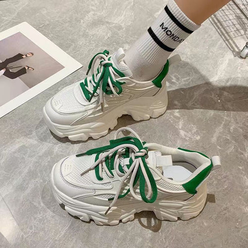 Chunky platåsneakers för dam med meshpaneler-Footwear for women-Fjallbarn