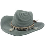 Cowboyhatt i halm för dam med snäckband-Accessories for Women-Fjallbarn