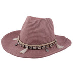 Cowboyhatt i halm för dam med snäckband-Accessories for Women-Fjallbarn