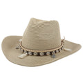 Cowboyhatt i halm för dam med snäckband-Accessories for Women-Fjallbarn