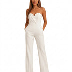 Dam ärmlös jumpsuit med v-ringning och vida ben-Jumpsuits for women-Fjallbarn