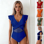 Dam-baddräkt i ett stycke med volangärmar-Swimwear for Women-Fjallbarn