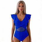 Dam-baddräkt i ett stycke med volangärmar-Swimwear for Women-Fjallbarn