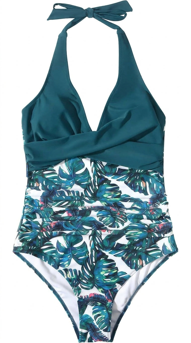 Dam baddräkt med halterneck och omlottdesign-Swimwear for women-Fjallbarn