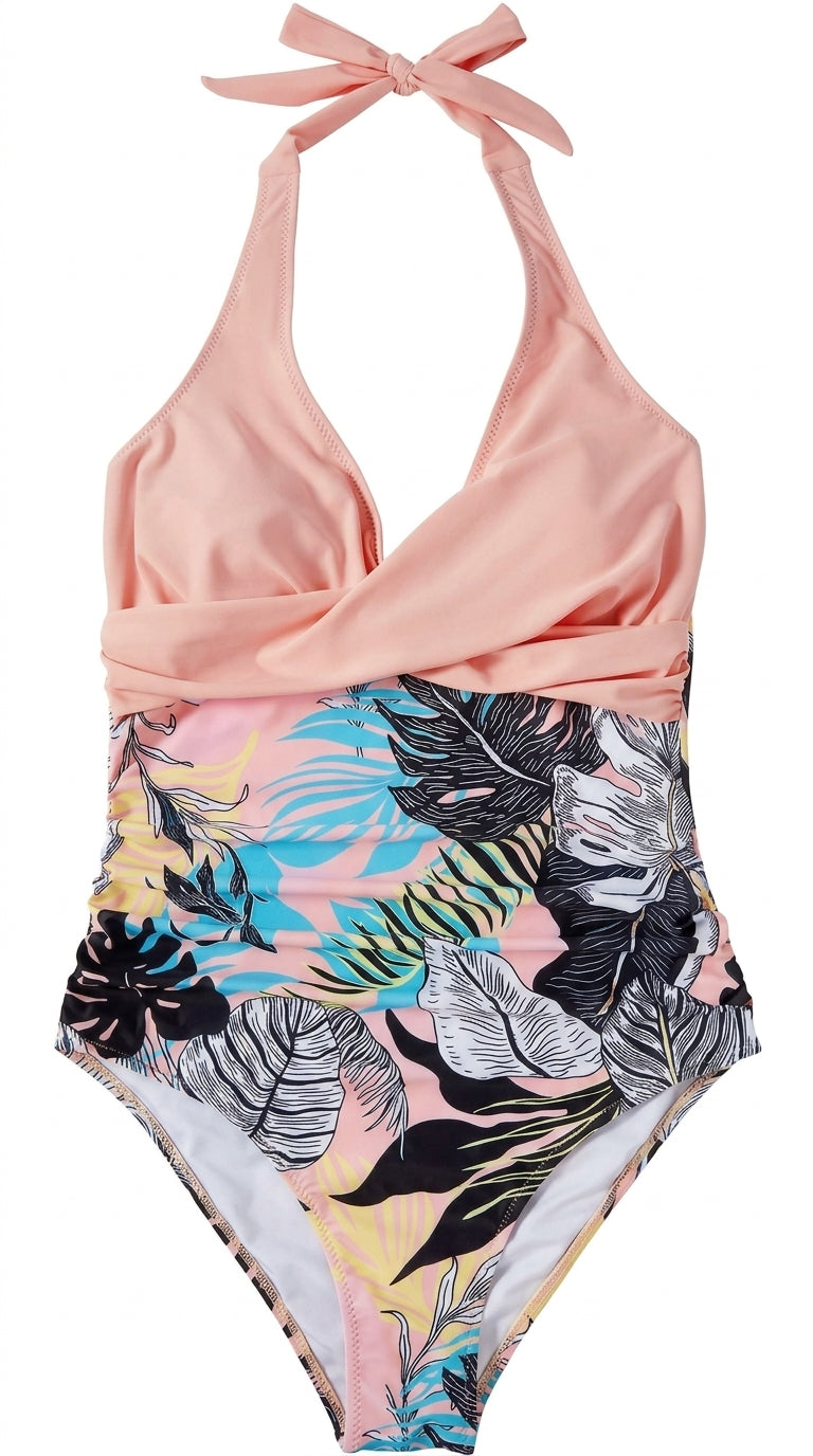 Dam baddräkt med halterneck och omlottdesign-Swimwear for women-Fjallbarn
