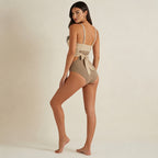 Dam baddräkt med ribbad textur och utskurna detaljer-Swimwear for women-Fjallbarn