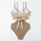 Dam baddräkt med ribbad textur och utskurna detaljer-Swimwear for women-Fjallbarn
