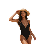 Dam baddräkt med V-ringning och banddetalj-Swimwear for women-Fjallbarn