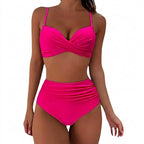 Dam bikini med omlott-topp och rynkad trosa med hög midja-Swimwear for women-Fjallbarn
