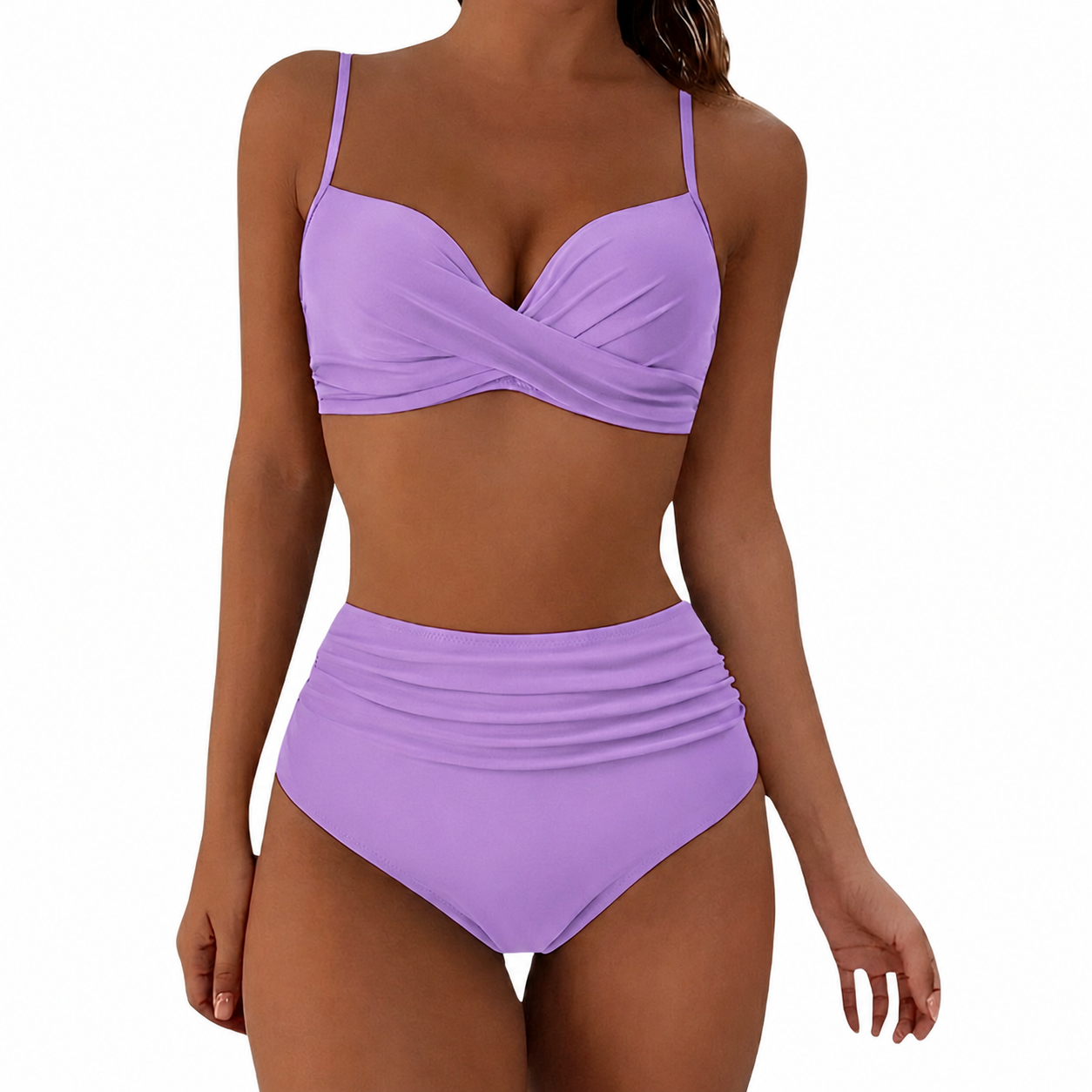 Dam bikini med omlott-topp och rynkad trosa med hög midja-Swimwear for women-Fjallbarn