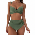 Dam bikini med omlott-topp och rynkad trosa med hög midja-Swimwear for women-Fjallbarn