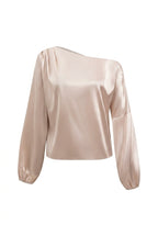 Dam blus med enaxlad skärning och ballongärmar-Blouse for women-Fjallbarn