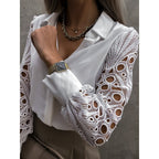 Dam blus med genombrutna ärmar och knäppning fram-Blouse for women-Fjallbarn