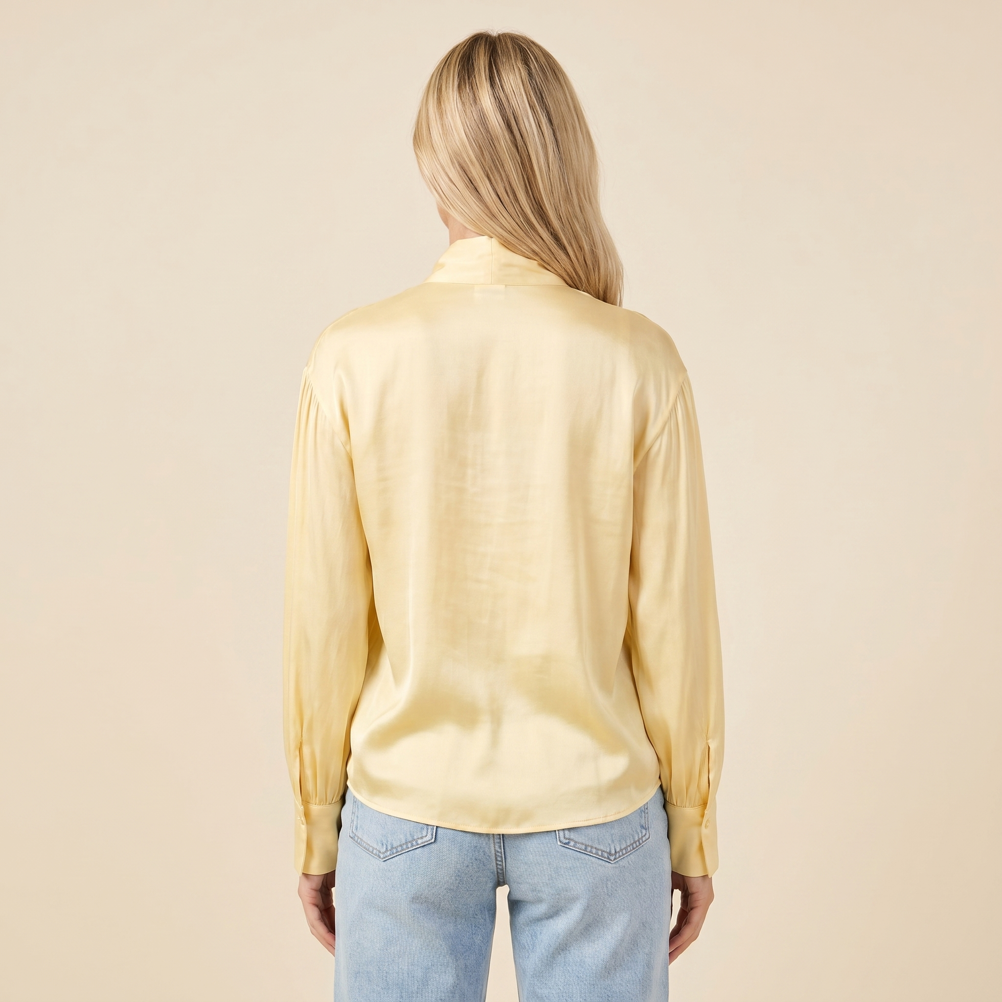 Dam blus med knytkrage och långa ärmar-Blouse for women-Fjallbarn