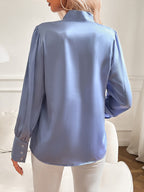 Dam blus med knytkrage och långa ärmar-Blouse for women-Fjallbarn