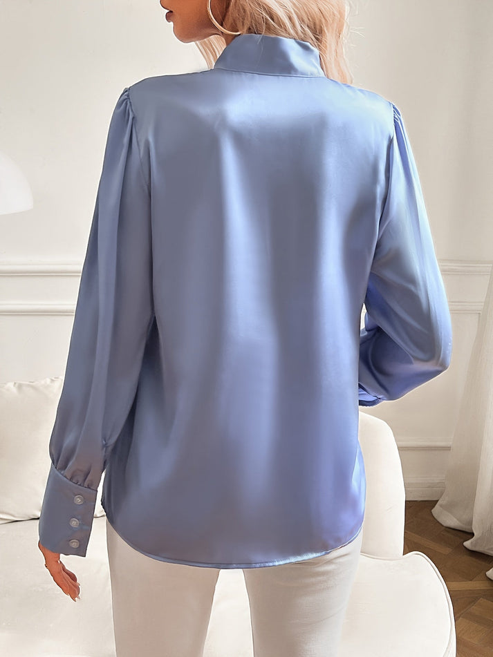 Dam blus med knytkrage och långa ärmar-Blouse for women-Fjallbarn
