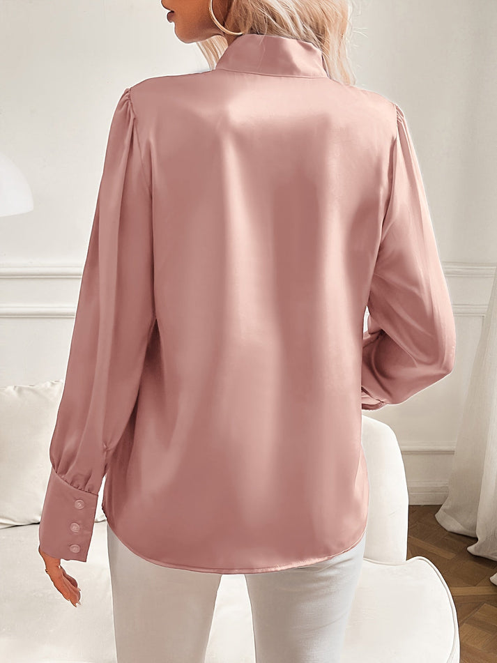 Dam blus med knytkrage och långa ärmar-Blouse for women-Fjallbarn